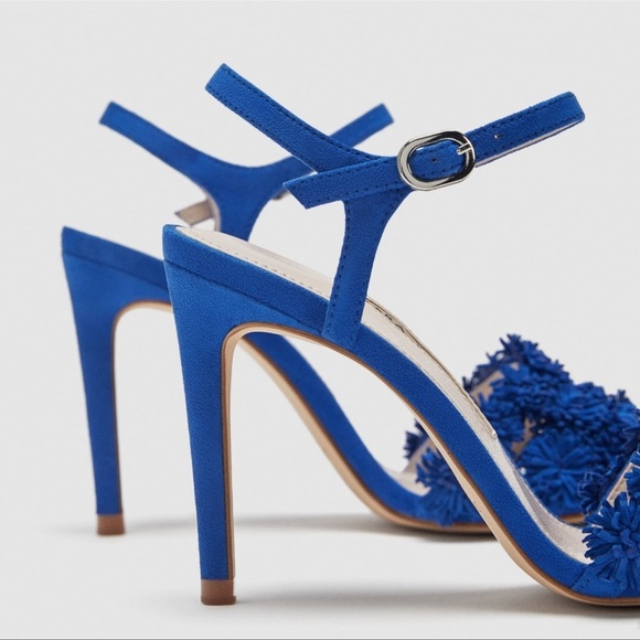 Zara suede Floral High Heel Sandals - Picture 3 of 10